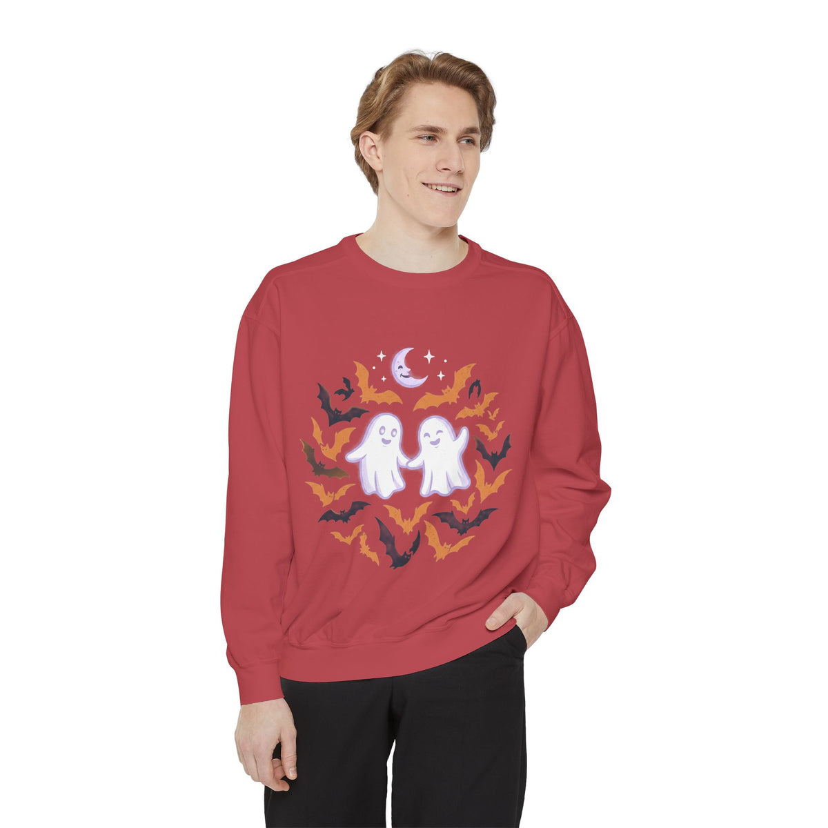 Halloween Ghost Sweatshirt — Cute Ghosts & Bats Crewneck