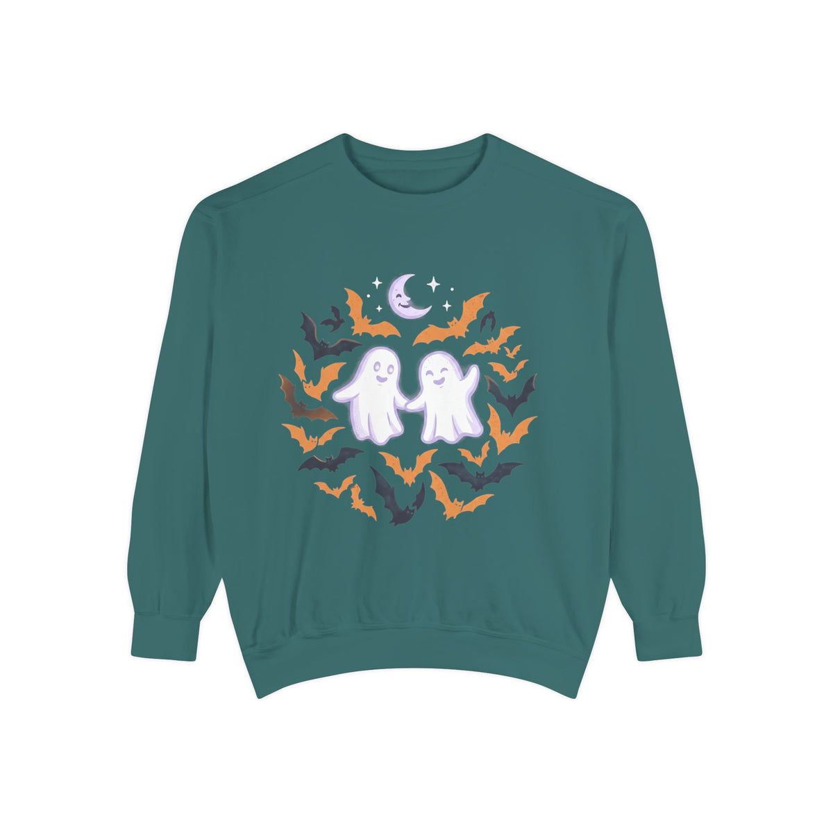 Halloween Ghost Sweatshirt — Cute Ghosts & Bats Crewneck