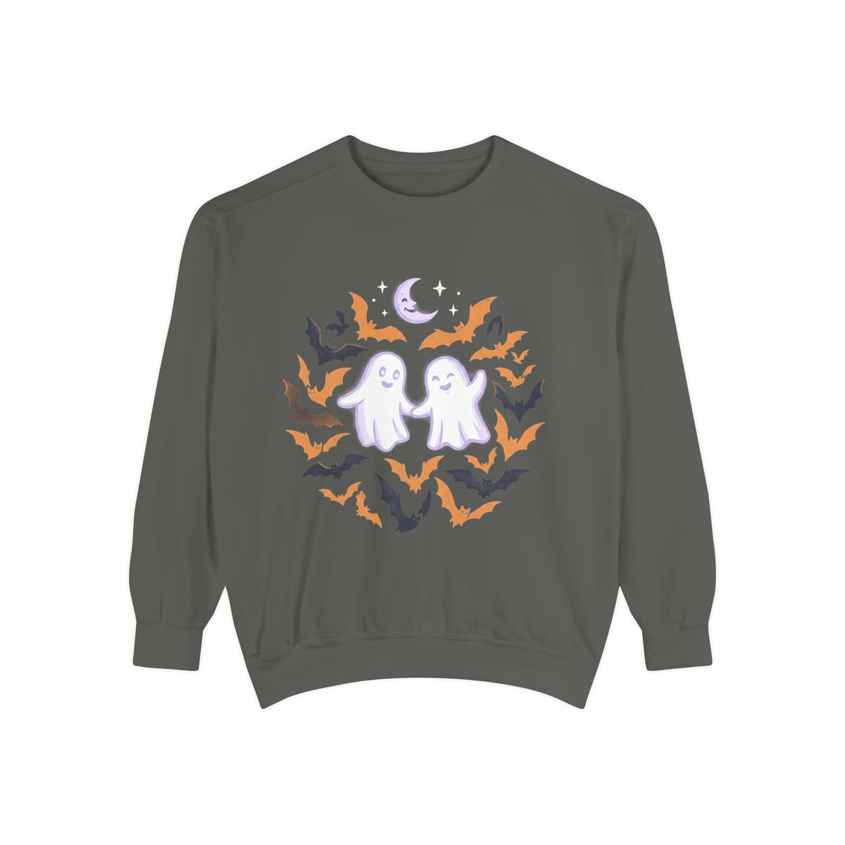 Halloween Ghost Sweatshirt — Cute Ghosts & Bats Crewneck