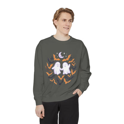 Halloween Ghost Sweatshirt — Cute Ghosts & Bats Crewneck
