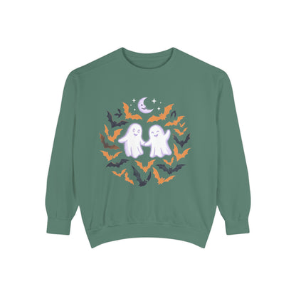 Halloween Ghost Sweatshirt — Cute Ghosts & Bats Crewneck