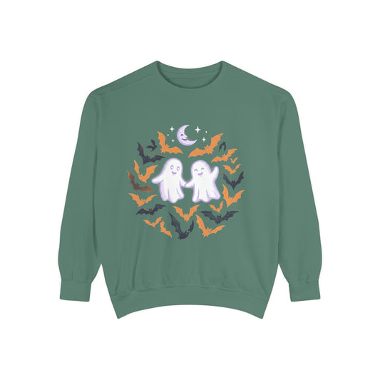 Halloween Ghost Sweatshirt — Cute Ghosts & Bats Crewneck