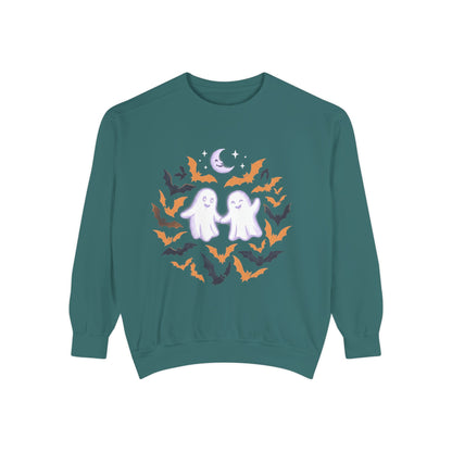 Halloween Ghost Sweatshirt — Cute Ghosts & Bats Crewneck